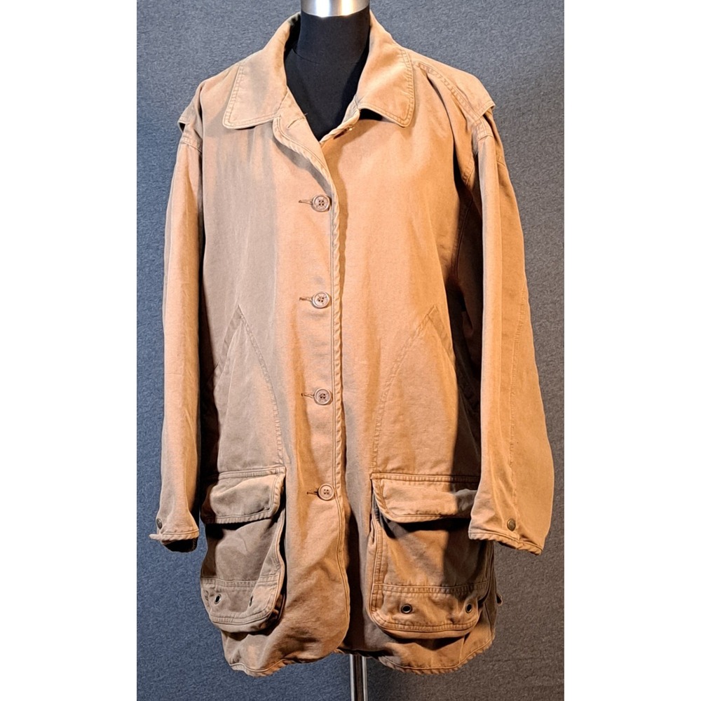 Eddie Bauer Womens Tan Cotton Canvas Field Coat Barn Jacket Khaki‎ Large L/G